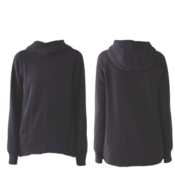LULULEMON ATHLETICA Fleece Please Pullover Hooded Sweatshirt Black size 4 - Picture 1 of 16